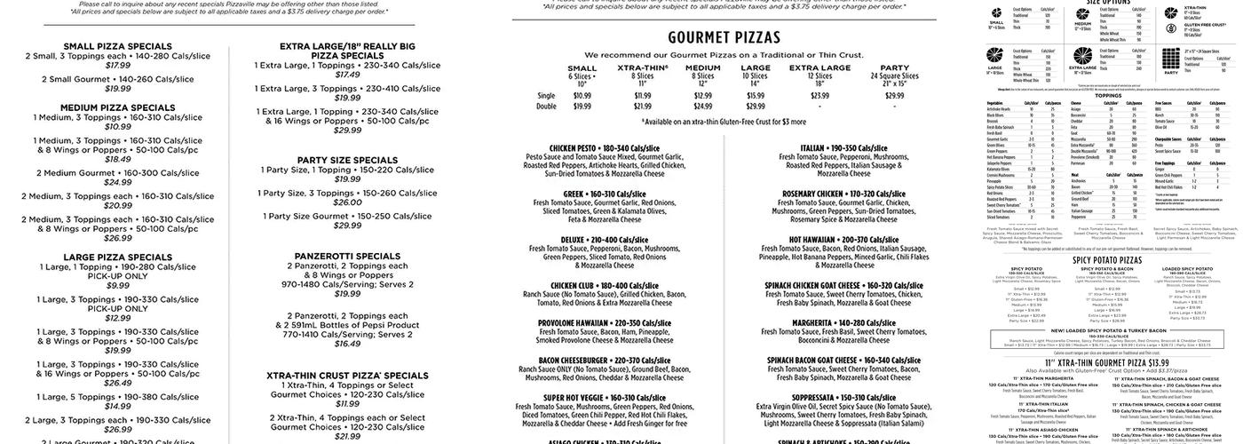 Pizzaville Menu