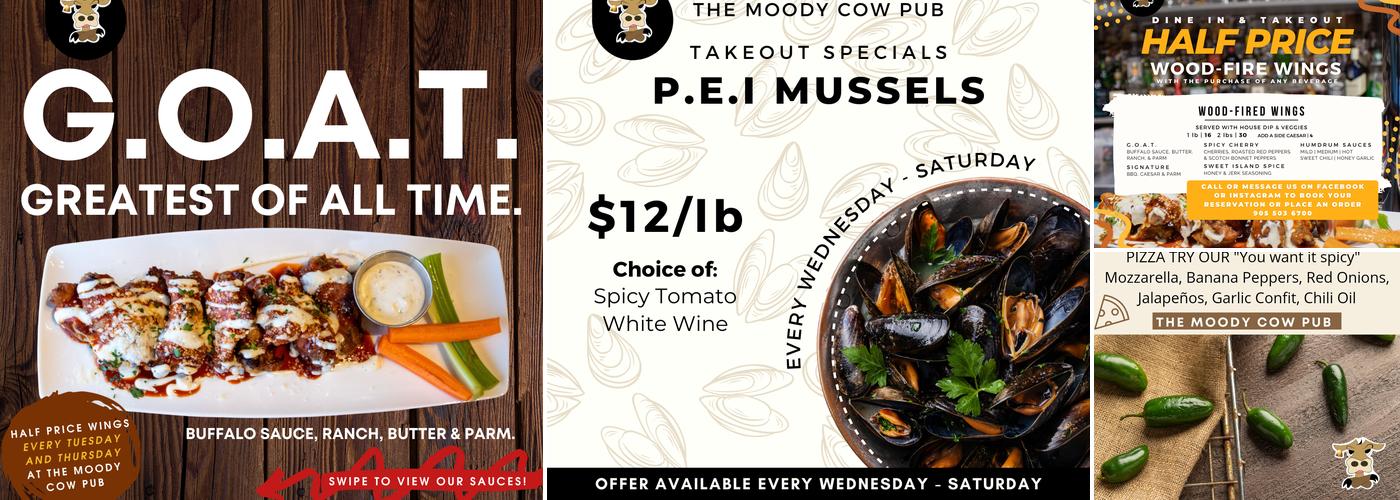 The Moody Cow Pub Menu