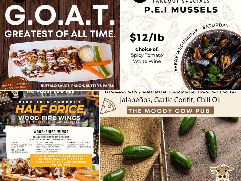 The Moody Cow Pub Menu