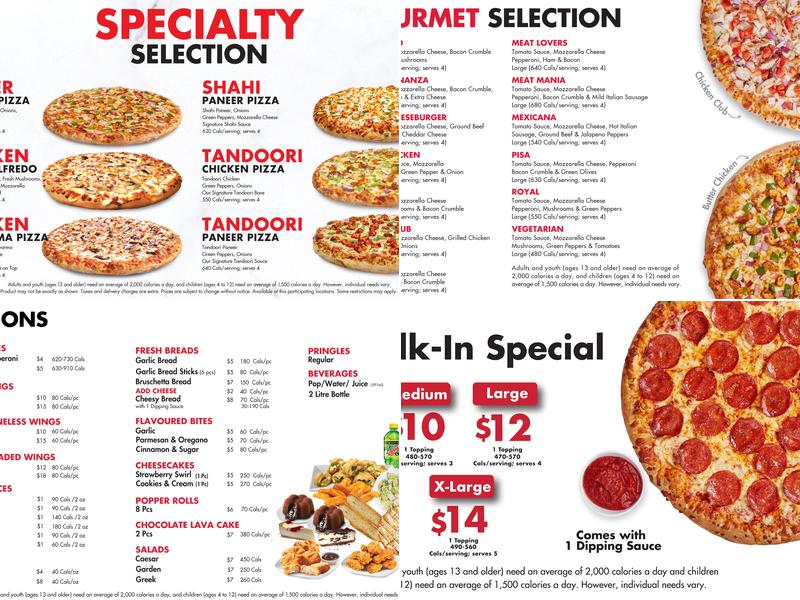 Gino's Pizza Menu