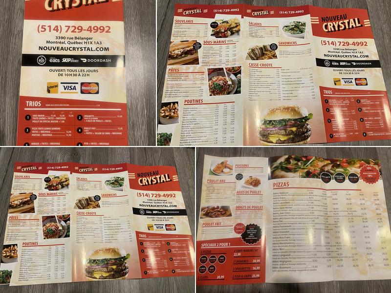 Restaurant Nouveau Crystal Menu