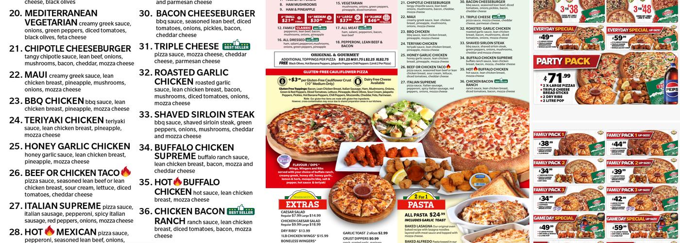 Family Pizza Menu