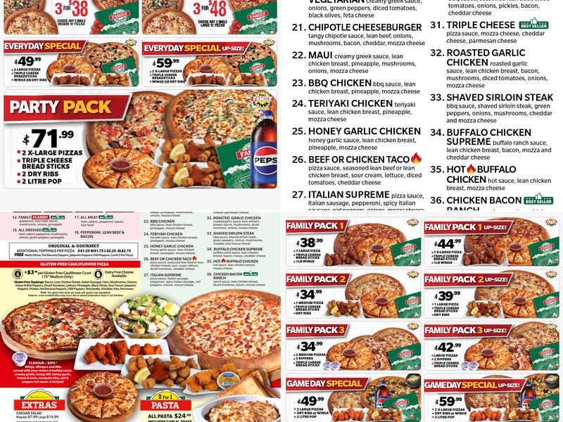 Family Pizza Menu