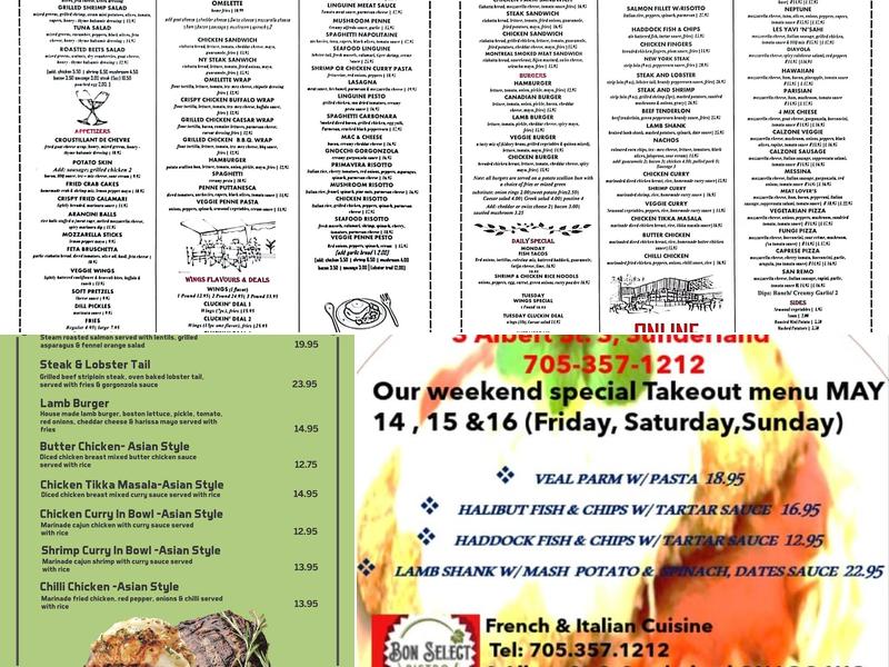 Bon Select Bistro Menu