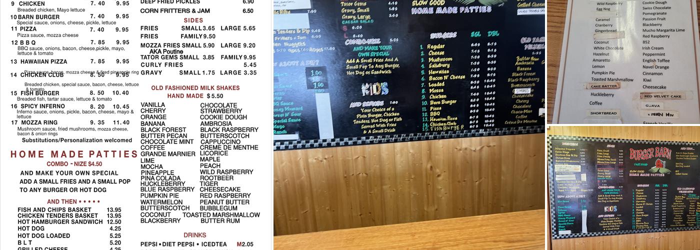Burger Barn Menu
