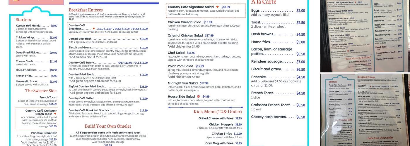 Country Cafe Menu