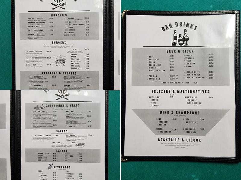 Badger Den Menu