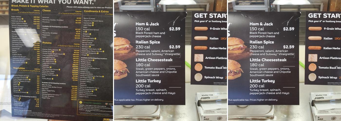 Subway Menu