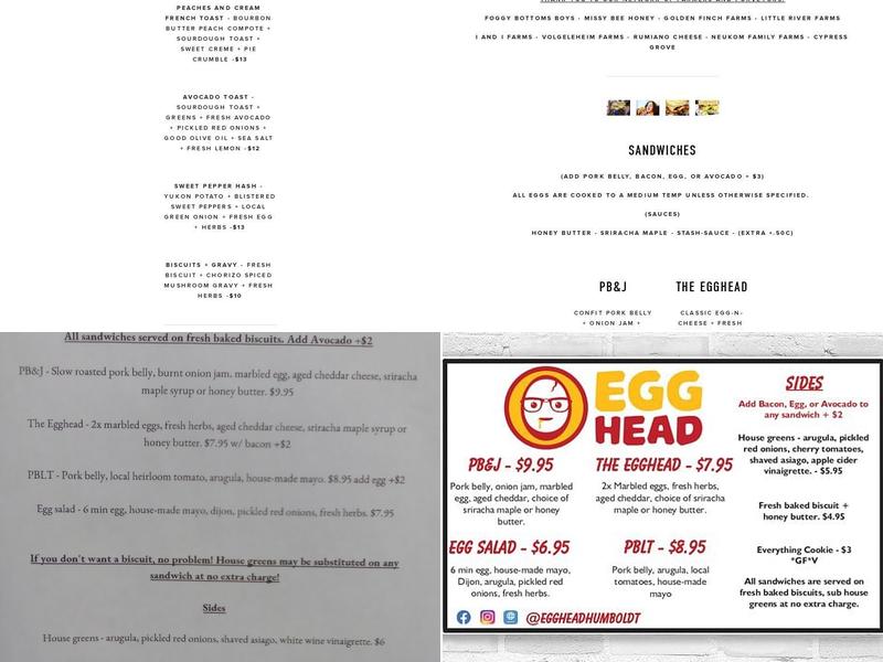 Egghead Menu