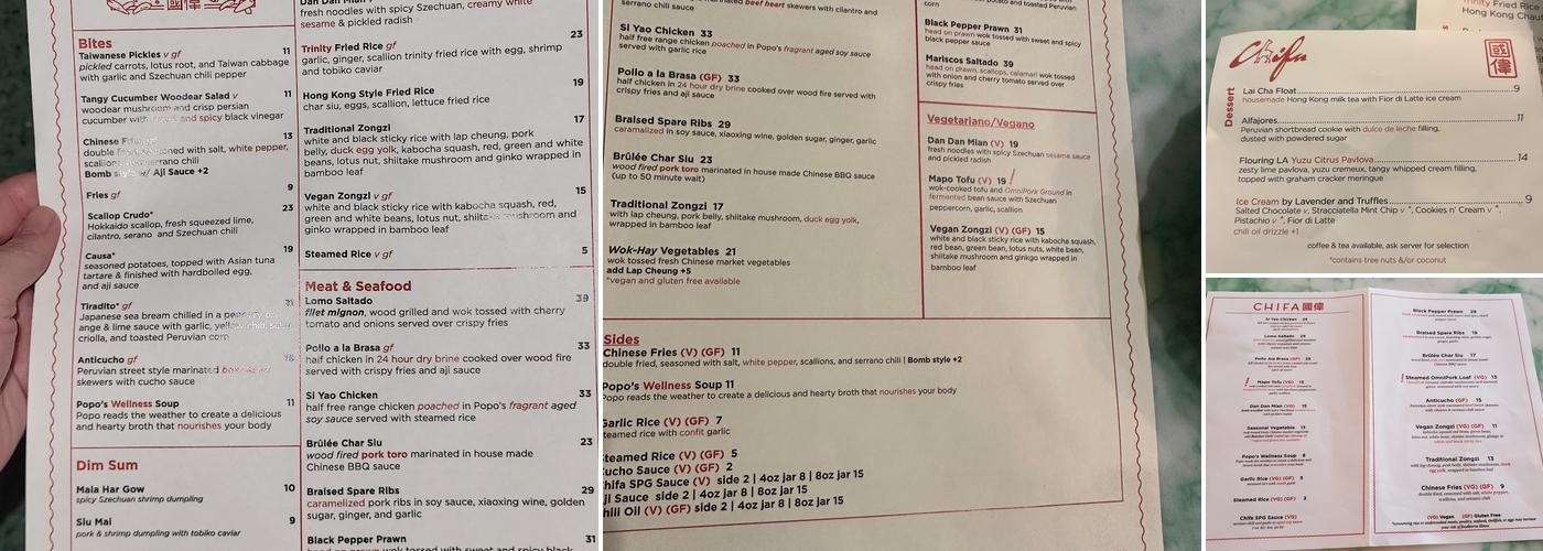 Chifa Menu