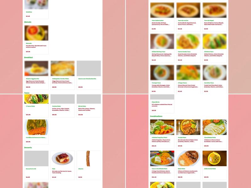 Taqueros Mexican Restaurant Menu