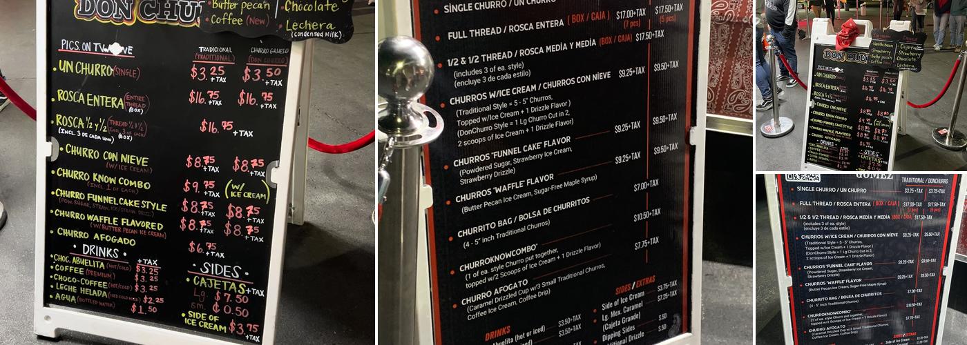 Don Churros Gomez Menu