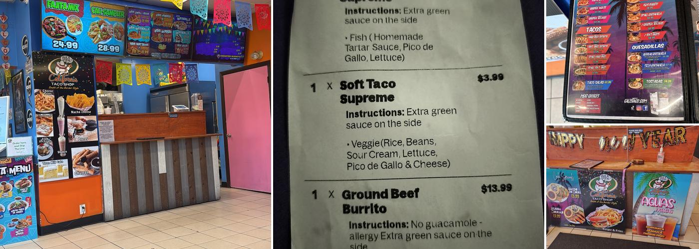 California Taco Shop Menu