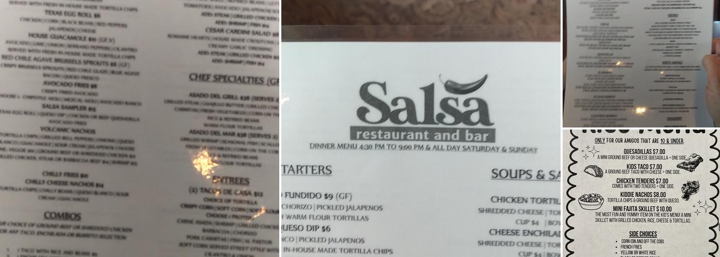 Salsa Restaurant & Bar Menu