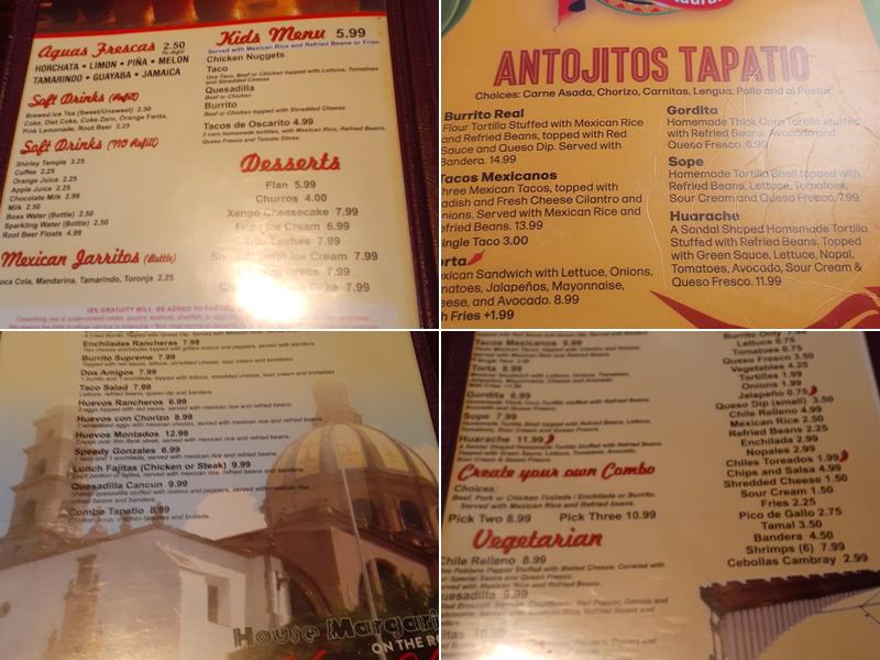 El Tapatio Mexican Restaurant Menu