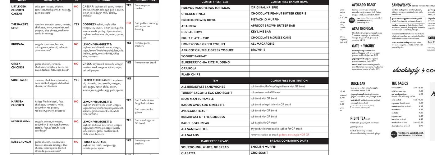 Goddess and the Baker, 181 W Madison Menu