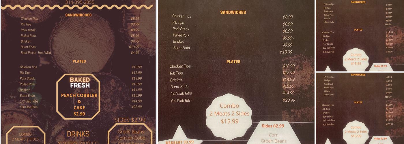 Coy B Que Menu