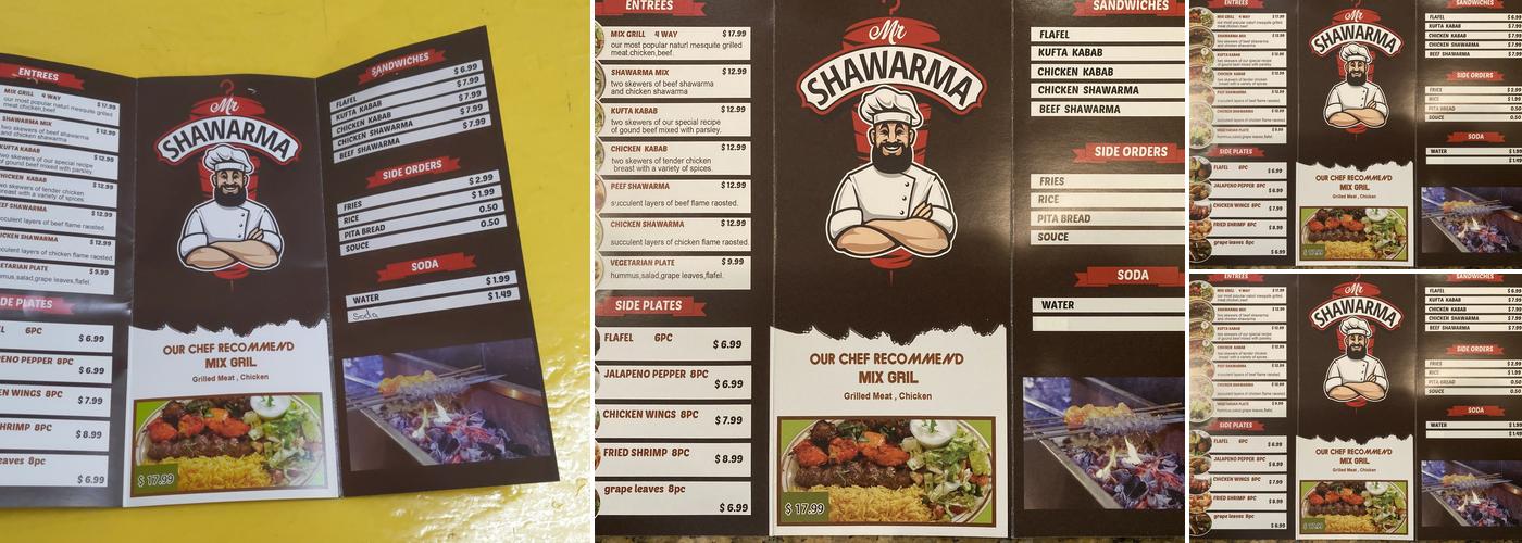Mr. Shawarma Menu