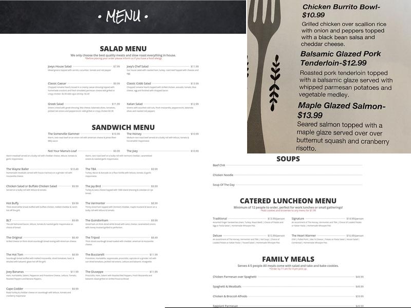 Joey's Deli & Market Menu