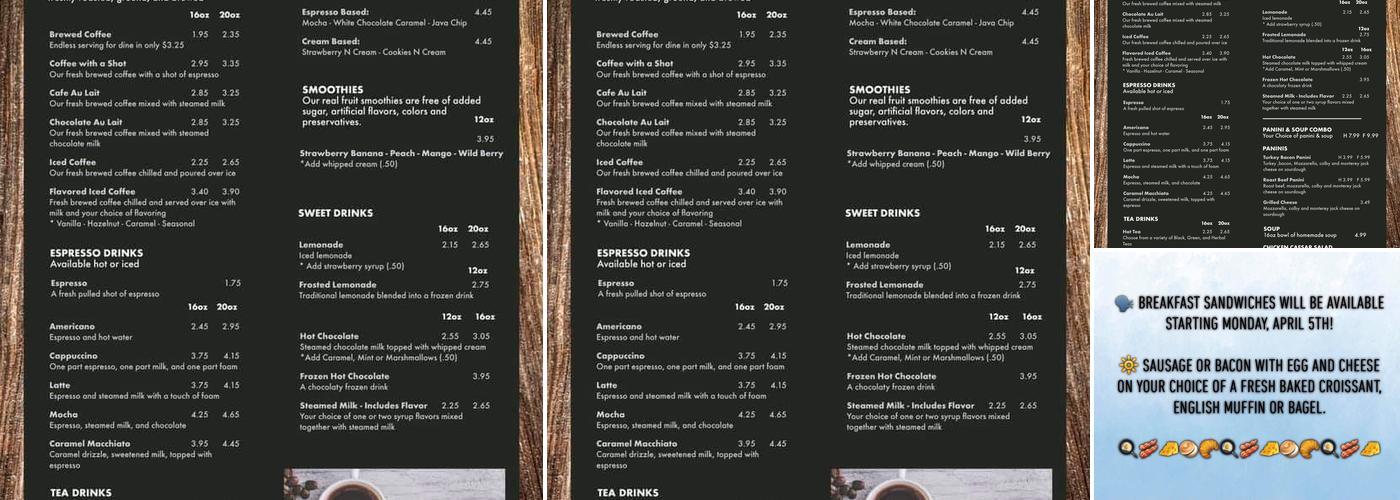 Mast's Coffee Menu