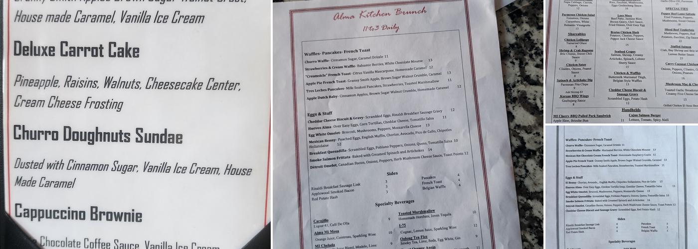 Alma Kitchen Menu
