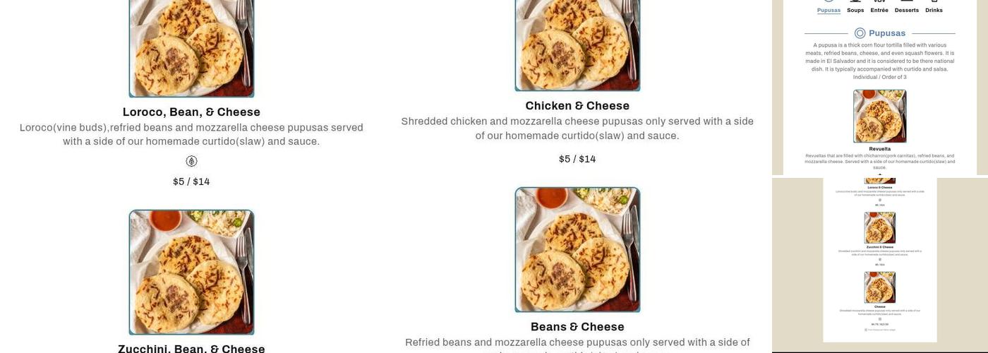 Pupuseria El Rincon Menu