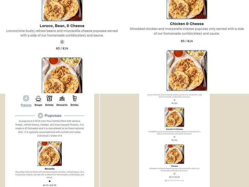 Pupuseria El Rincon Menu