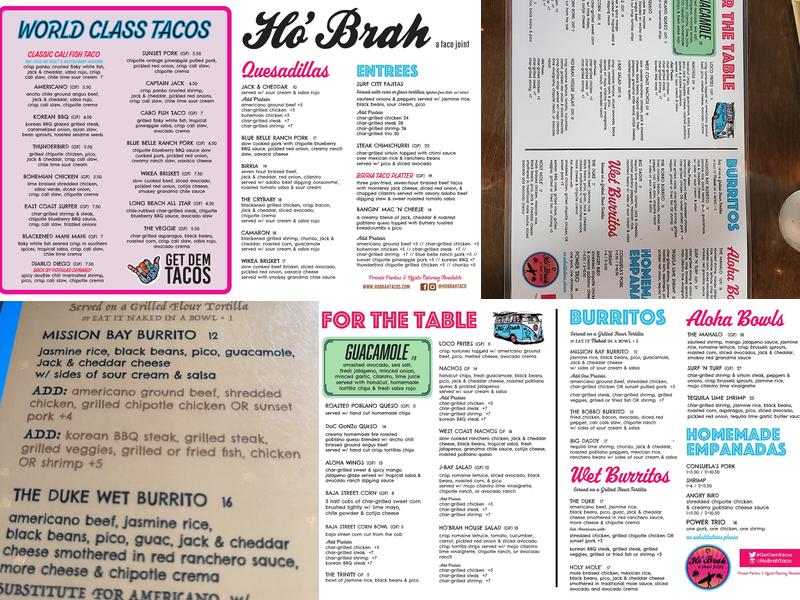 Ho'Brah Menu