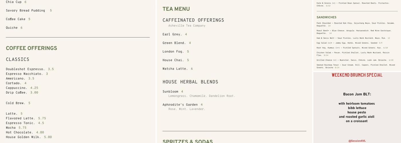 Session @ Citizen Vinyl Menu