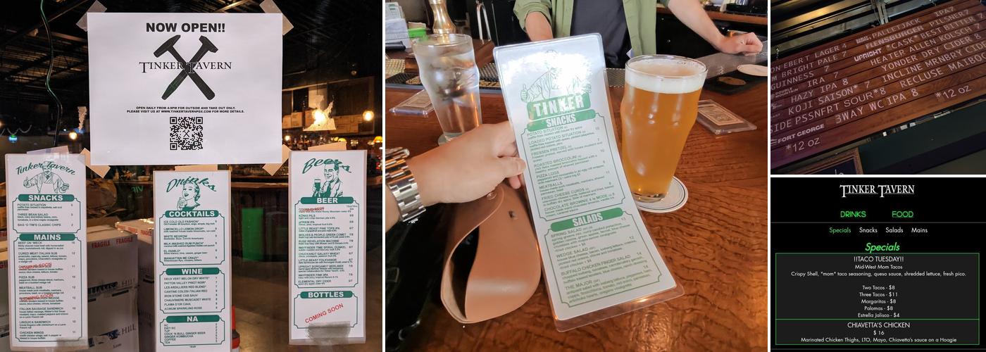 Tinker Tavern Menu