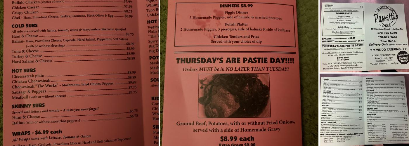 Passetti's Hometown Deli Menu