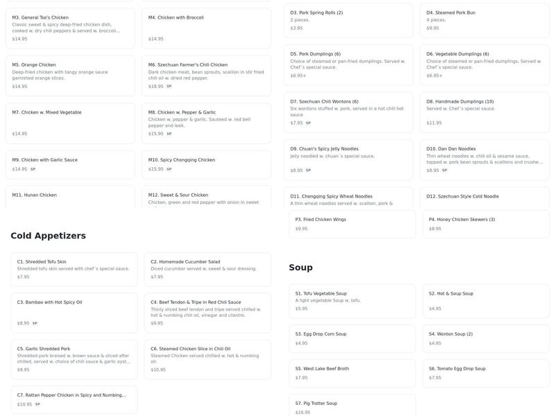 Big city kitchen Menu