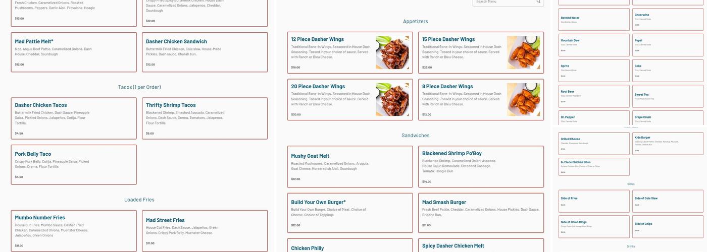 Mad Dash Menu