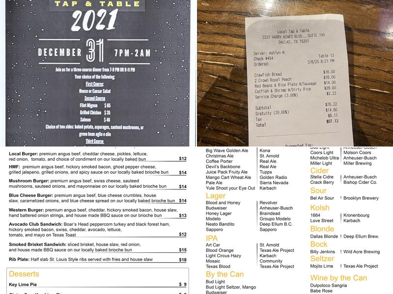 Local Tap & Table Menu