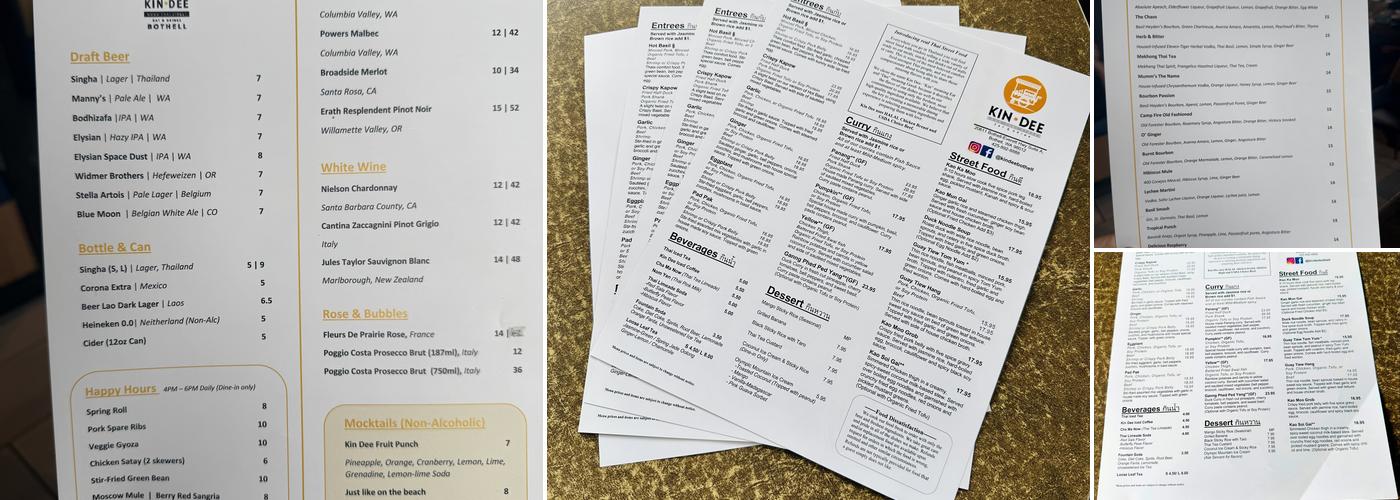 Kin Dee Thai Bothell Menu