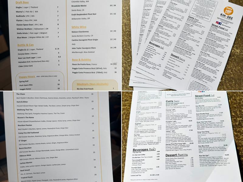 Kin Dee Thai Bothell Menu