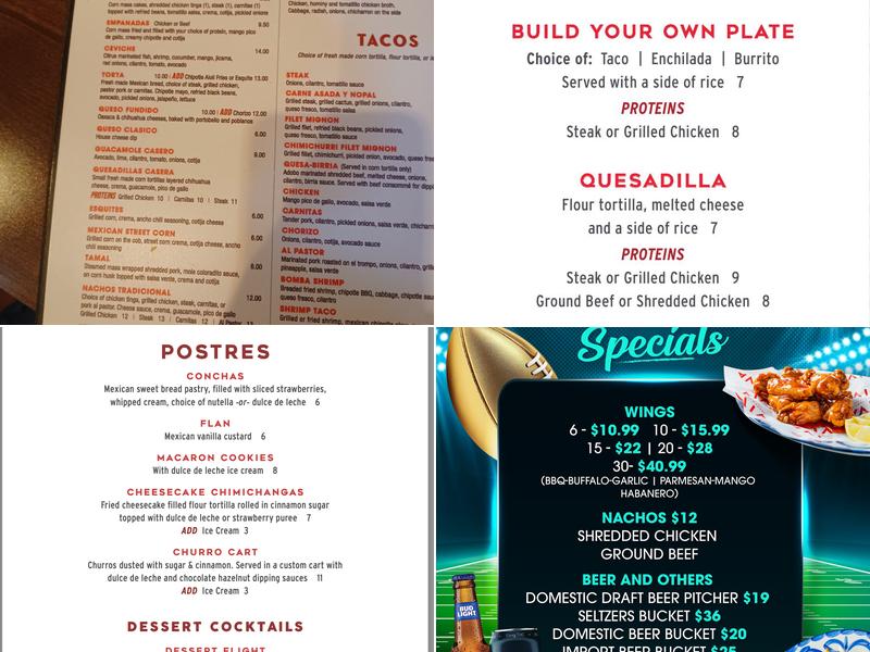 Viva Tacos & Tequila Menu