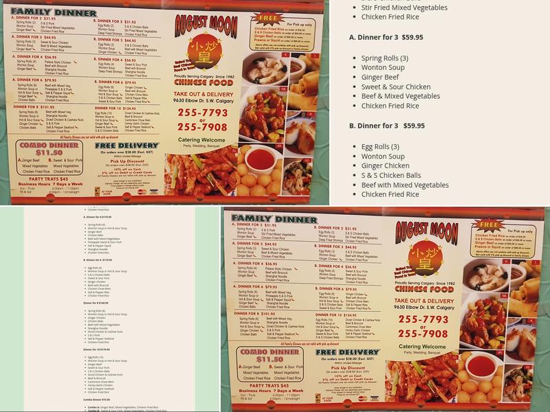 August Moon Menu