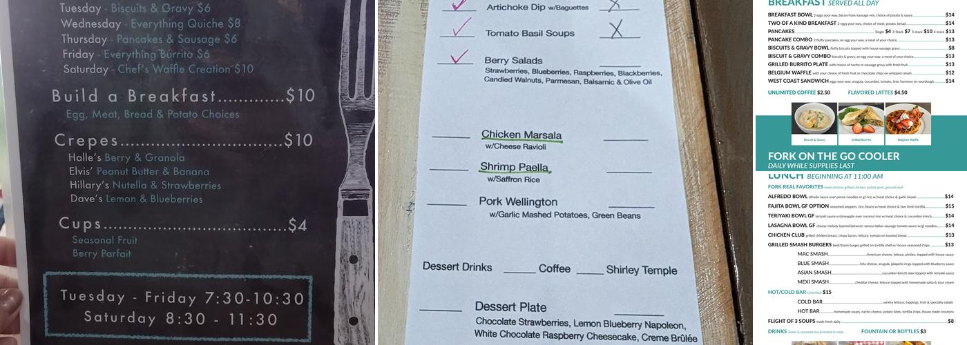 Fork Real Cafe Menu