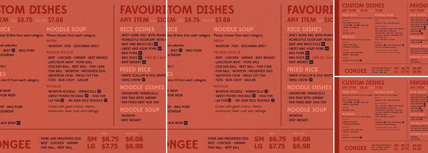 Fú Express Menu