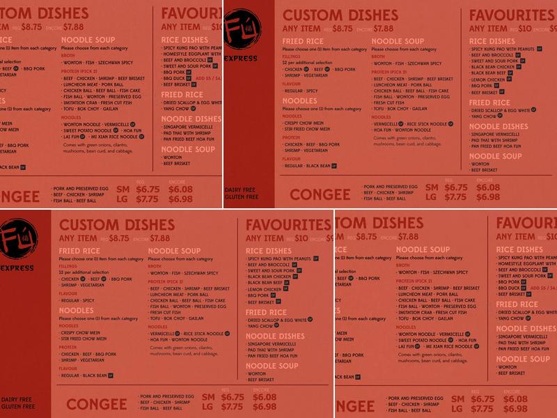 Fú Express Menu