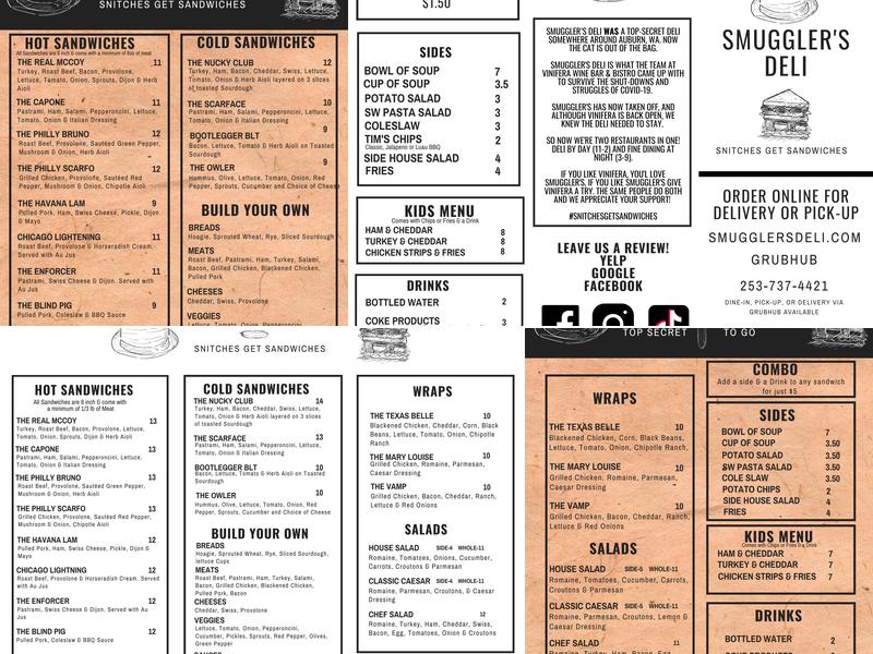 Smuggler's Deli Menu