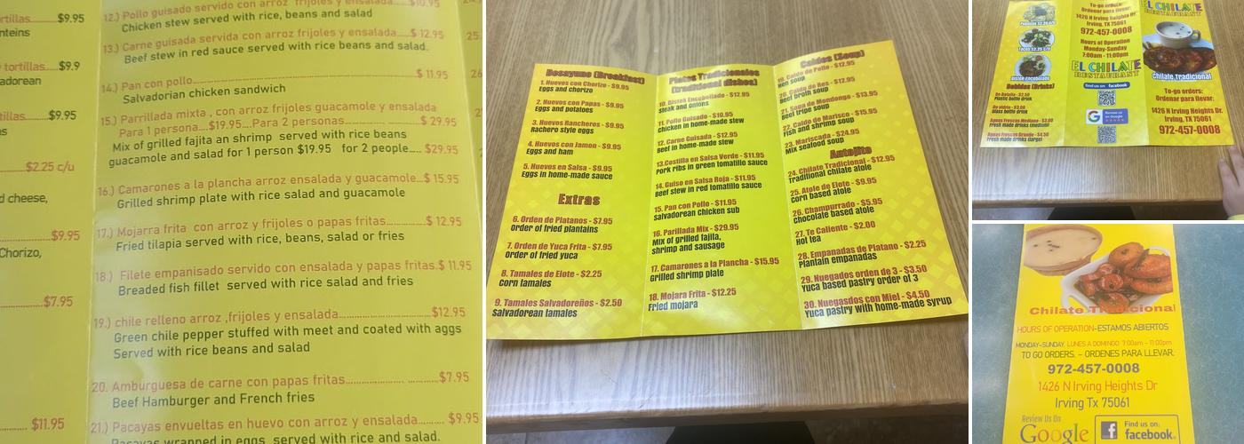 El Chilate Menu