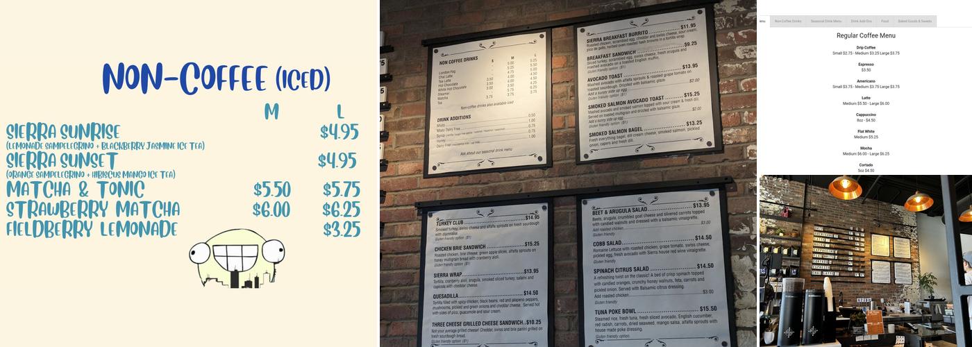 Sierra Cafe Inc. Menu