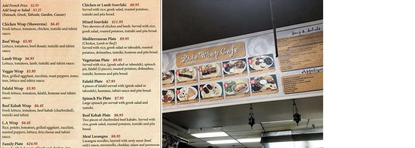 Pita Wrap Cafe Menu