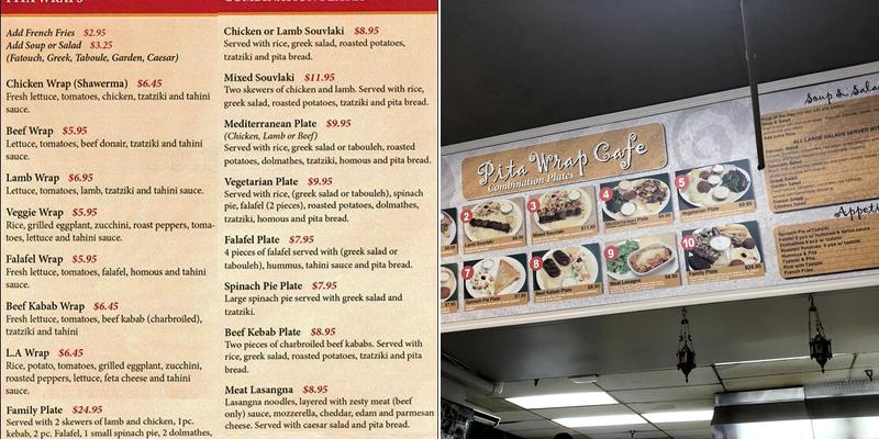 Pita Wrap Cafe Menu
