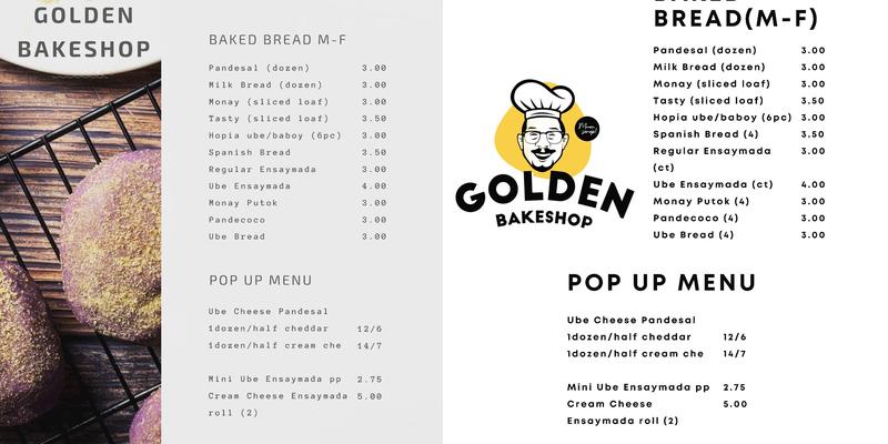 Golden Bakeshop Menu