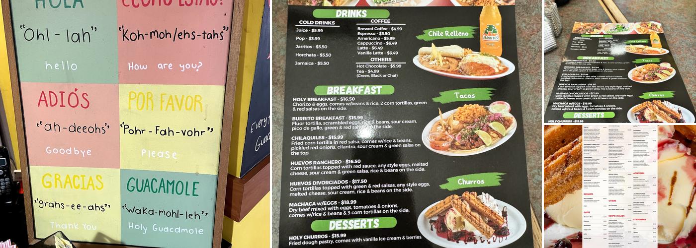 Holy Guacamole Menu