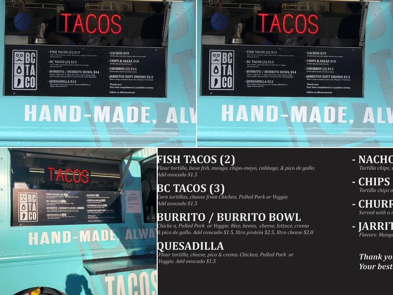 BC TACO Menu