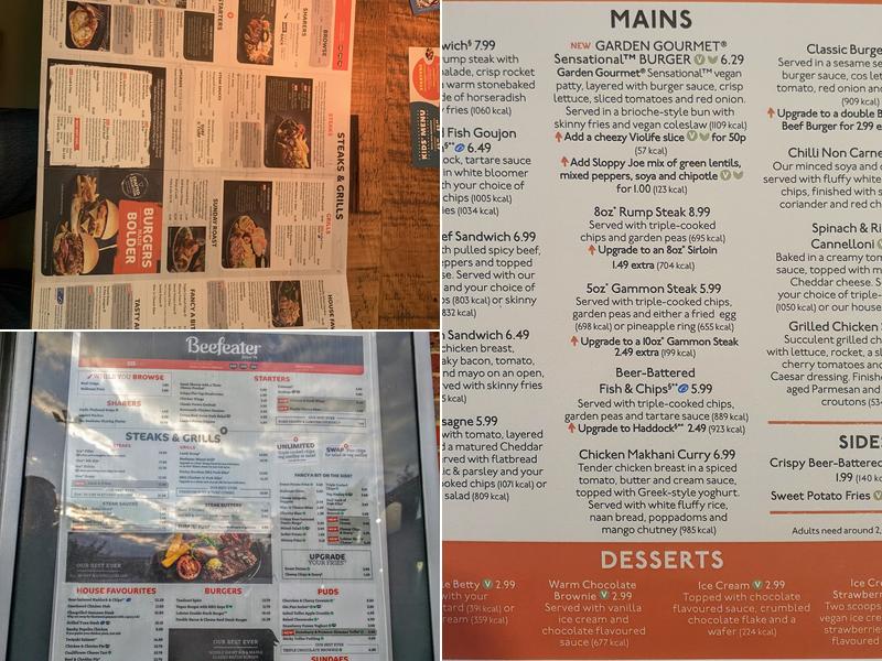 The Applecart Beefeater Menu